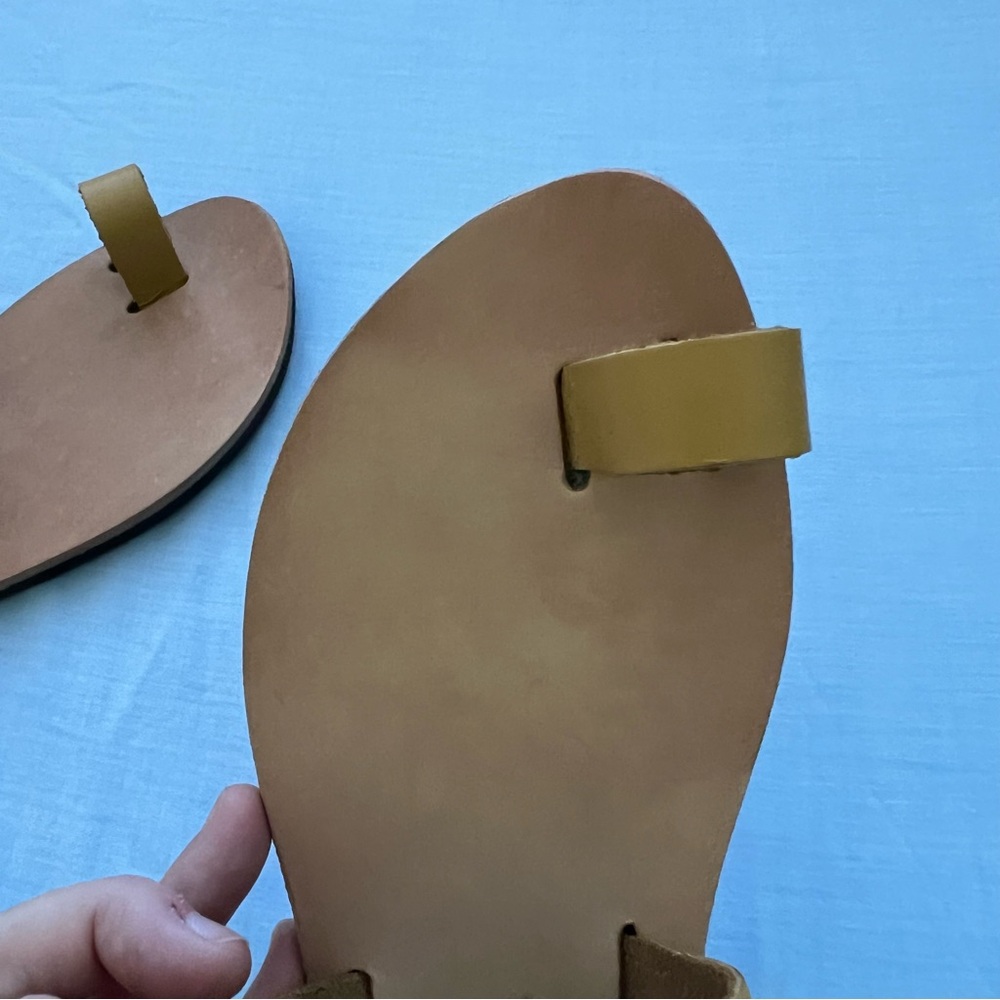 GSP Yellow Leather Slide Sandals made in Greece - Picture 7 of 7